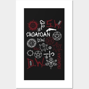 SPN Angel and Demon Sigils (white/red version) Posters and Art